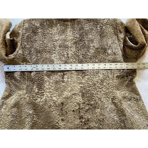 Oscar By Oscar De La Renta Womens Crushed Velvet Jacket Blazer Gold  Camel Sz 16 - Picture 13 of 17